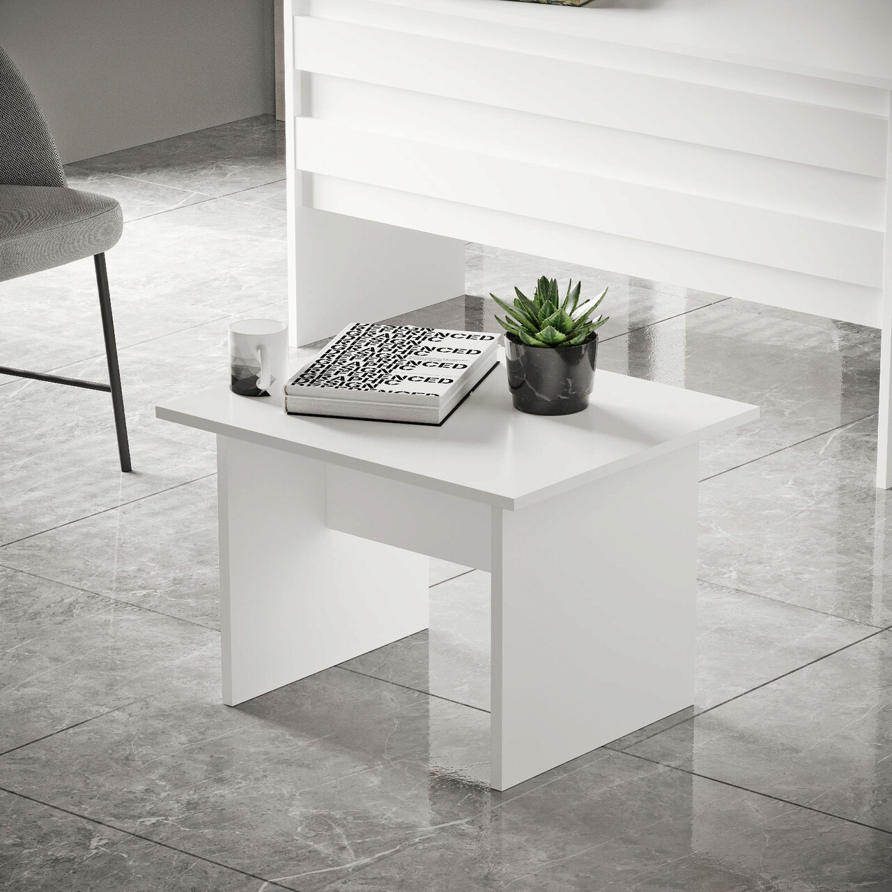 Masuta de cafea, Hanah Home, Vo2-W, 60x46.3x50 cm, Alb - imagine 6